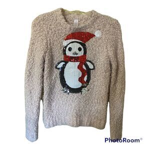 Sequin Penguin Ugly Christmas Sweater